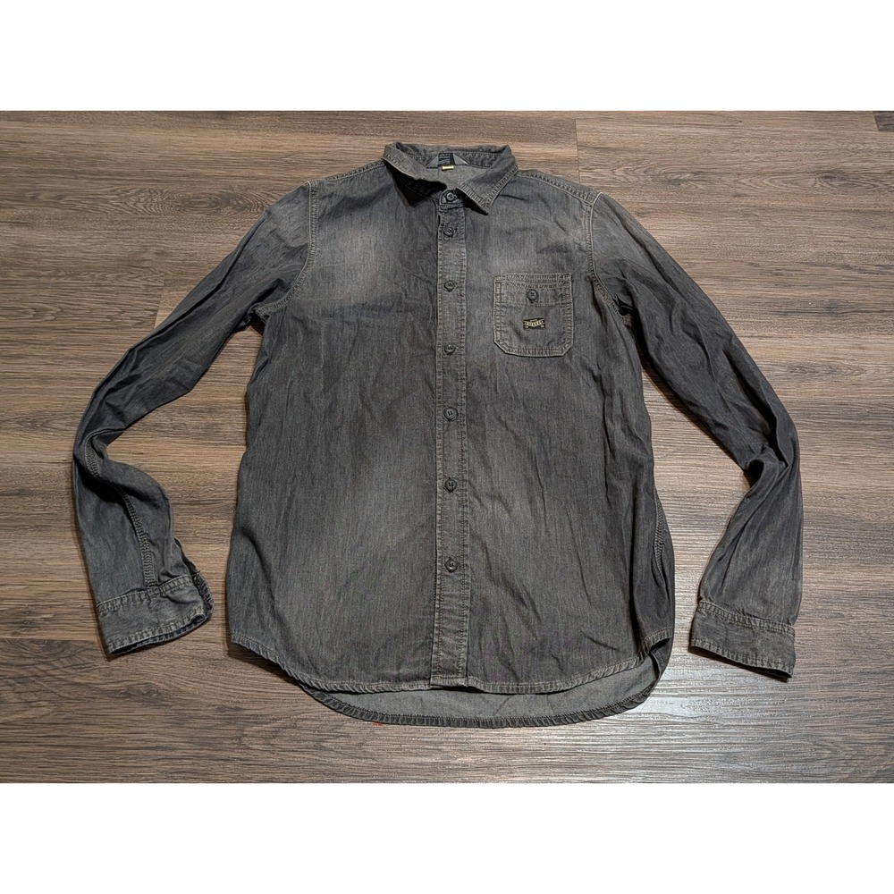 Diesel Industry Mens Gray Denim Button Down Shirt Long Sleeve Size L Turkey